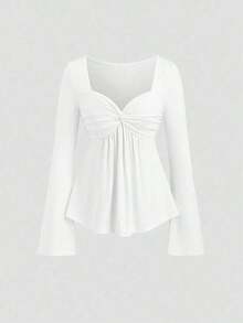 2 piezas Conjunto de camisetas de manga larga versátiles, elegantes y cómodas para mujer - Multicolor 9 - Ver 3
