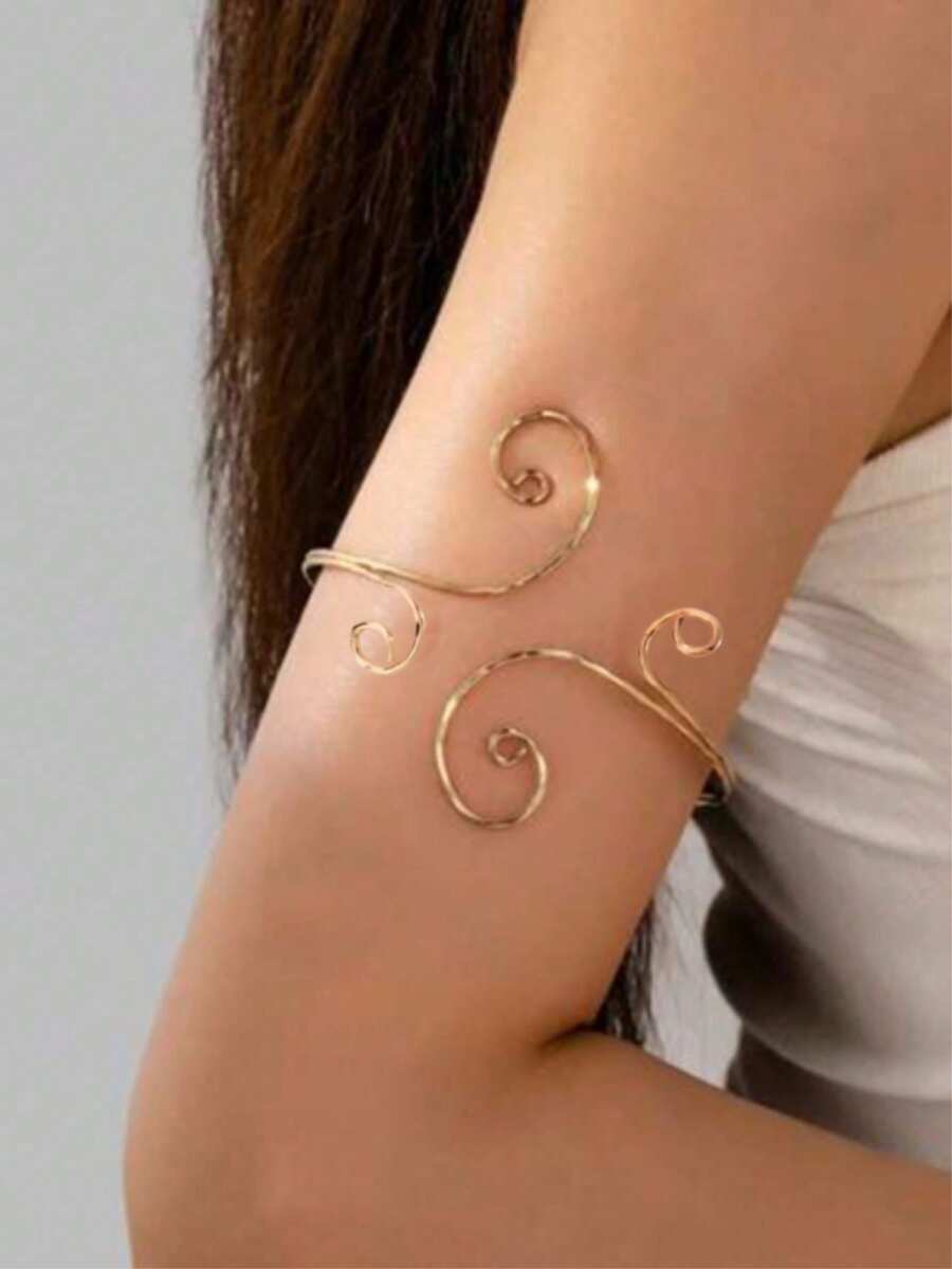 1 buah Gelang Minimalis Berongga untuk Wanita, Cocok untuk Pemakaian Sehari-hari - Emas - View 1