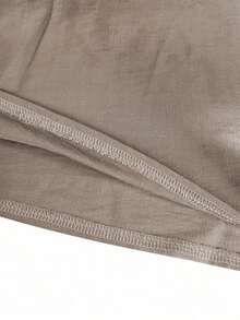Cardigan casual con cuello polo ligero, blusa elegante de unicolor versátil adecuada para la playa, el diario, el trabajo, las compras, de tela suave, pantalones sueltos con cintura elástica, conjunto de 2 piezas, primavera/verano/otoño - Marrón - Ver 6