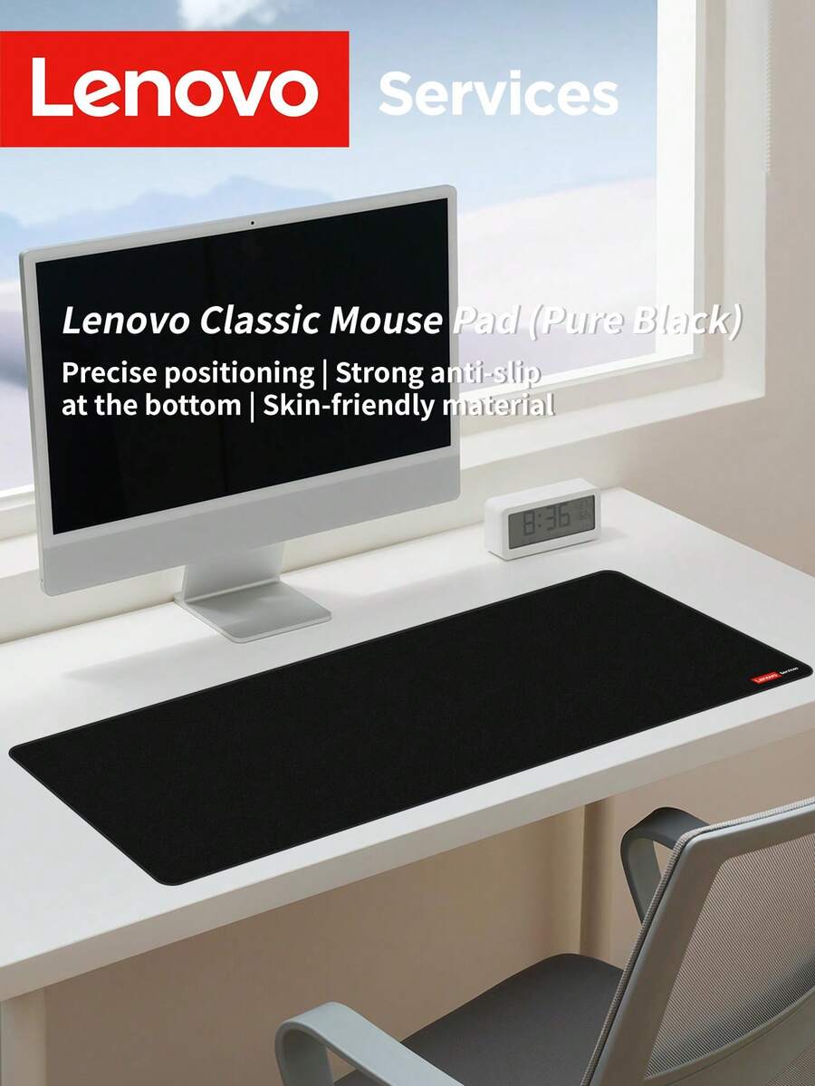 Tấm lót chuột cỡ lớn Lenovo 800*300*4mm với đế cao su chống trượt, viền may chắc chắn, thích hợp cho bàn phím, laptop, văn phòng và bàn làm việc. - Xem 1