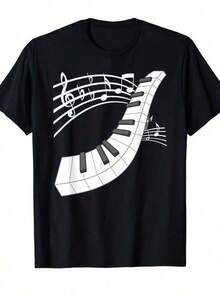 1 pieza Camiseta de manga corta de cuello redondo holgada unisex de 180g, 100% algodón puro transpirable y suave, estilo Y2K Bababask con estampado gráfico moderno, ideal para mujer y hombre, perfecta para uso diario, festivales, conciertos y todas las estaciones - Negro - Ver 6