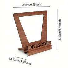 1pc Wooden Floor-Standing Vinyl Record Rack - With 3D Retro Font Design, Suitable For Turntable And Record Accessories Display - Brown - View 5