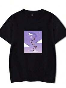 Camiseta Casual de Moda  Bangtan, Camiseta de Verano para Mujer con Logotipo Creativo Estampado, Camiseta Casual de Algodón para Hombre y Mujer, Algodón Suave, Estilo Deportivo, Adecuada para Días de Partido y Tiempo de Juego, Corte Estándar, Ropa Casual Urbana, Ideal para Fiestas y Salidas Familiares, Conjuntos a juego para padres e hijos. ,Daily Essential Pure Cotton Tee, Loose Short Sleeve Basic Style For Ladies Teen Girls, Skin Friendly Material For Daily Commute Street Leisure Campus Life Dating Party Holiday Travel Outfity2k playeras de hombre algodón camiseta de algodón mujer playeras de niño camisetas playeras de niña tops para adolescentes y8k mujer - Negro - Ver 1