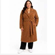 Plus Size Long Wool Overcoat With Belt Sbtpl-009 - Camel - View 3