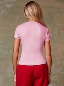 Cárdigan rojo casual para mujer - Rosa - Ver 2