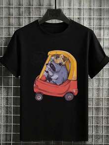 1 Men's T-Shirt With City Map Print And Map Design - Black - View 1