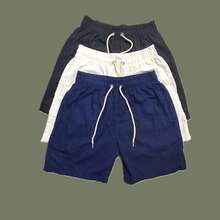 Men's Linen Shorts Set With 3 Pieces - Navy Blue - View 1