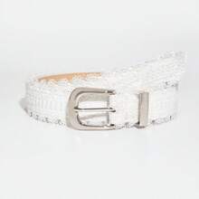 1 pièce Ceinture décorative en dentelle de jean polyvalente pour femmes, convient pour le travail et la plage d'été - Blanc - Boucle carrée - Voir 8