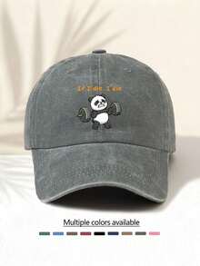 1pc Fashionable Casual Versatile Washed Baseball Cap With "If I Die, I Die Weightlifting Panda" Graphic Print, Unisex Essential Stylish Item For All Seasons, Great Gift For Family And Friends - Washed Cap - View 8