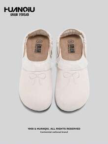 HUANQIU Sandal Renda Musim Semi & Musim Panas dengan Bordir Kupu-kupu, Sepatu Kasual Slip-On, Nyaman & Ringan, Serbaguna untuk Pemakaian Sehari-hari - Krem - View 4