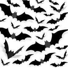 48 piezas Decoraciones de murciélagos 3D para Halloween con múltiples tamaños disponibles, siluetas de murciélagos realistas en negro y gris perfectas para decorar paredes, ventanas y puertas. Ideal para crear una atmósfera de fiesta de Halloween espeluznante, también adecuado para arreglos de escenas de Navidad y vacaciones, esencial para las fiestas de Halloween - Varios estilos - Ver 5
