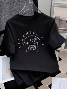 Women's Short-Sleeved T-Shirt, Designed With A Relaxed Fit And Cartoon Prints, Made From Pure Wrinkle-Resistant Cotton. Women's Athletic T-Shirts - 第六種風格 - 查看 5