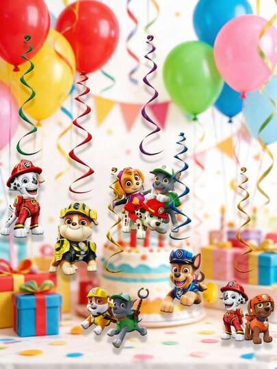  6 món đồ trang trí xoắn ốc treo hình nhân vật hoạt hình Paw Patrol, đồ trang trí tiệc sinh nhật trẻ em dễ thương.
