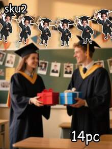 7/14/21pc Custom Photo Graduation Caricature Banner Garland – Personalized Grad Cap & Gown Face Bunting, Custom Graduation Party Decorations, Cute Graduate Photo Banner For Class Of 2026, Graduation Party, Commencement, And Grad Celebration,Graduation Gifts - Multicolor - View 11