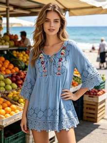 Women Tops - Blue - View 2