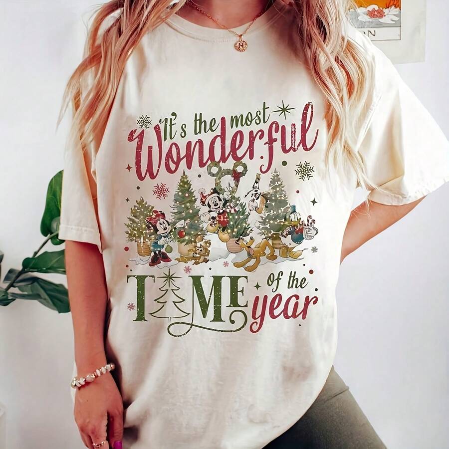 Vintage It'S The Most Wonderful Time Of The Year Swea, And Cistmas Tree , 's Very Merry Cistmas - Blanco - Ver 1