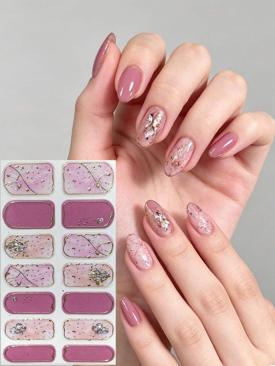 Hình dán móng tay nghệ thuật 3D nhuộm tie-dye vân đá cẩm thạch bóng bẩy dành cho nữ, thích hợp cho tiệc tùng và du lịch mùa xuân & hè. - Nhiều màu - Xem 1