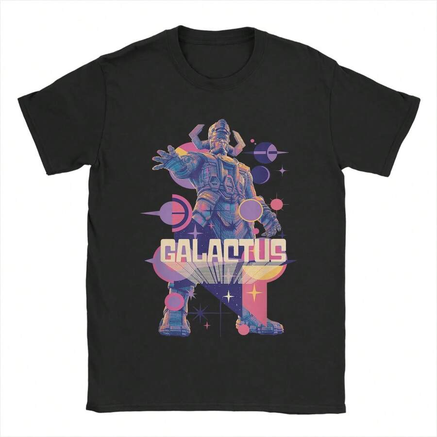 Fun Galactus Comic Book T-Shirt From Fantastic Four For Men, Crew Neck, 100% Cotton, Short Sleeves. T1EE T-Shirt, Great Gift Idea. This 220g Pure Cotton Short-Sleeve T-Shirt For Men And Women Features A Thick, Wrinkle-Resistant Fabric That Won't Easily Lose Its Shape. Its Simple Yet Versatile Style Is Lightweight And Breathable, Making It Perfect For Work, Travel, Camping, Shopping, And Everyday Wear. - 黑色 - 查看 1