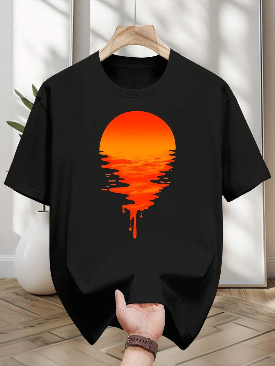 Short Sleeve T-Shirt 100% Cotton 200g - Casual Round Neck, Breathable, Ideal For Summer Events And Casual Looks - Basic, Soft And Comfortable ('Fashion') - 黑色 - 查看 1