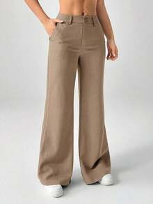 Nuevos pantalones de traje de estilo casual de cintura baja para otoño e invierno - Café integral 2 - Ver 6