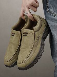 Mocasini casual confortabili pentru bărbați, pantofi casual pentru drumeții în aer liber, adidași ușori și respirabili - Kaki - Vizualizare 4