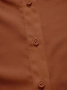 Camisa de mujer casual de manga larga a rayas con un solo abotonado - Marrón - Ver 7