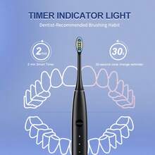 LANDOT 5-Mode Sonic Electric Toothbrush, Rechargeable IPX7 Waterproof, Smart Timer, High-Frequency Vibration, Deep Cleaning, Whitening, Adult Sensitive Gum Care Toothbrush - Black - View 3