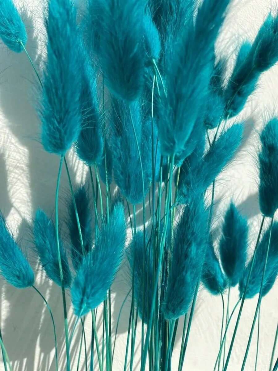 60pcs-16.5 Inch Artificial Bunny Tail Grass, Home Decor Artificial Bunny Tail Grass Branches, Suitable For Bohemian Flower Arrangement, DIY Handicrafts, Home Kitchen And Wedding Decoration, Christmas Decoration, Christmas Thanksgiving Decoration, DIY Wreath Decoration - Peacock Blue - View 1