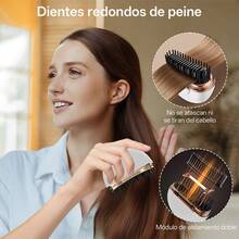 ANTSAY Cepillo Alisador De Cabello, Mini Cepillo Alisador de Pelo, Cepillo Alisador Inalámbrico Portátil, Protección Antiquemaduras, Anti Encrespamiento,Peine Alisador de Hay 3 Configuraciones de Temperatura - Blanco - Ver 6