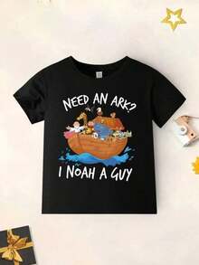 Camiseta negra de estilo vintage con estampado de logotipo, top casual de algodón suave para niños, S-Umwon Kids, ropa de verano para adolescentes, ropa de Pascua para niños, ropa para niñas de 10 a 12 años, ropa para niñas pequeñas, ropa de verano para adolescentes, Playful Pals, verano, Y2k, ropa urbana, camiseta de cuello redondo con estampado de eslogan de amante de animales a la moda para niños pequeños, primavera-verano 2026, hecha de algodón suave y transpirable, esta camiseta negra de estilo retro ofrece comodidad durante todo el día para los niños.Cuello redondo clásico y mangas cortas, perfecto para la escuela, el uso diario y salidas informales.Regalos Personalizados, Regalos de Pascua para Niños, Recuerdos de Fiesta para Niños, Regalos para Niños, Amigos y Familiares. - Negro - Ver 1