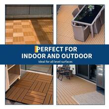 Soonbuy 12"X12" Interlocking Composite Deck Tiles, Waterproof Anti-Slip Wood Grain Floor Tiles, All Weather Weatherproof Flooring Panels, Easy DIY Installation For Patio, Balcony, Garden, Poolside Indoor - Teak Color-9PCS - View 3
