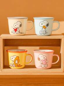 1pc Snoopy Cartoon Ceramic Mug, 340ml Cute Coffee Cup, Multi-Color Optional, Microwave , Perfect For Breakfast Milk, Office & Home Use, Great Gift For Peanuts Fans - Multicolor - View 1