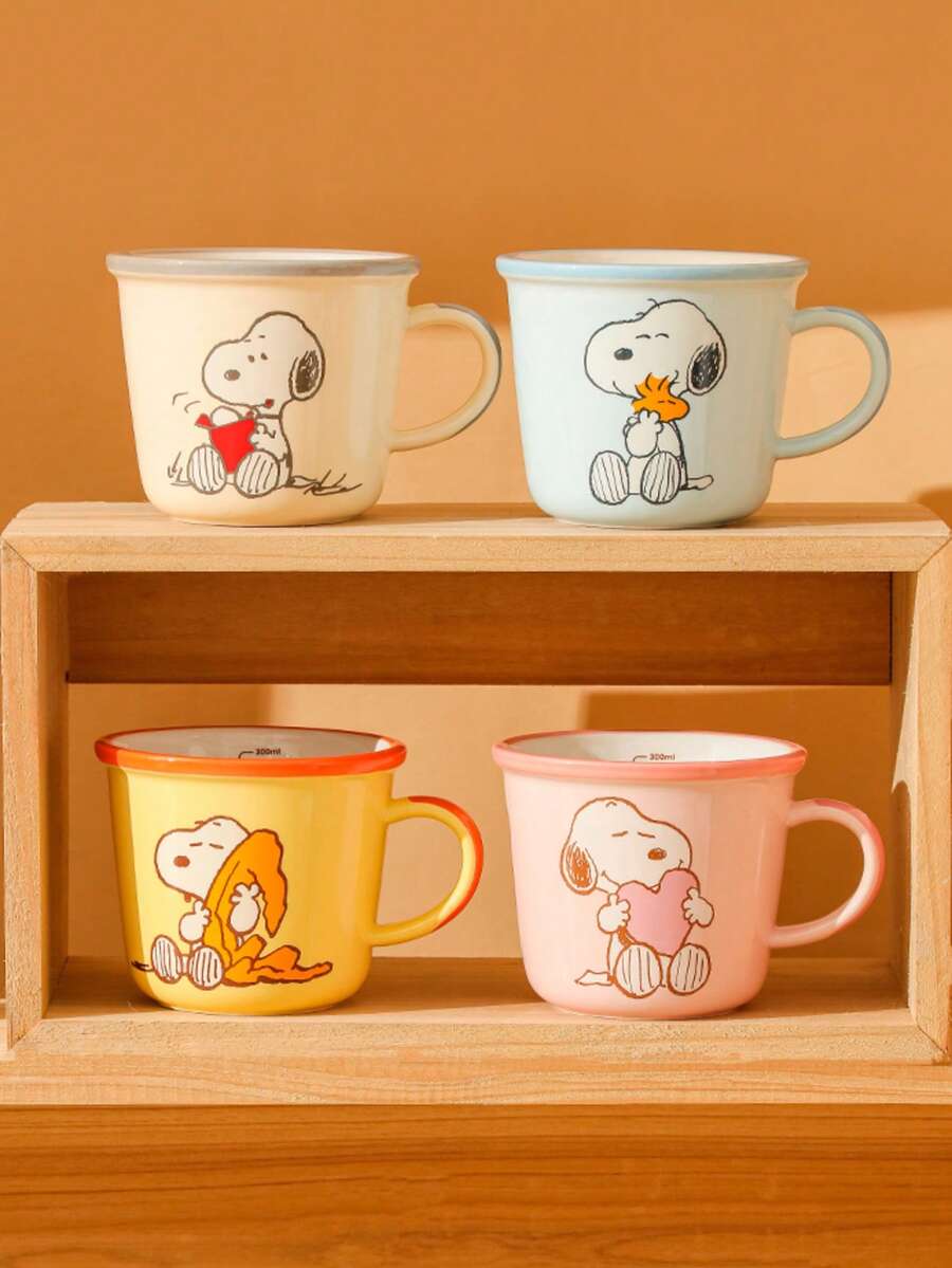 1pc Snoopy Cartoon Ceramic Mug, 340ml Cute Coffee Cup, Multi-Color Optional, Microwave , Perfect For Breakfast Milk, Office & Home Use, Great Gift For Peanuts Fans - Multicolor - View 1