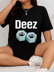Top de Mujer con Estilo Único y Original de Deez Nuts Meme, Ideal para Uso Casual y Reuniones de Entusiastas de Meme, Ropa de Verano - Negro - Ver 7