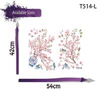 一套粉色樱花梦幻花盆玫瑰墙贴，花瓶植物墙贴，适用于卧室客厅家居装饰 - 彩色 - 查看 10