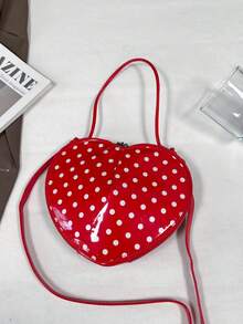 Túi đeo chéo hình trái tim chấm bi, túi đeo vai chấm bi phong cách retro, túi mini hình trái tim dễ thương. - Nhiều màu - Xem 3