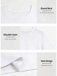 Camiseta Casual con Estampado de Mariposas, Flores y Arcoíris, Cuello Redondo y Manga Corta para Mujer, Top Gráfico de Moda - Blanco - Ver 4
