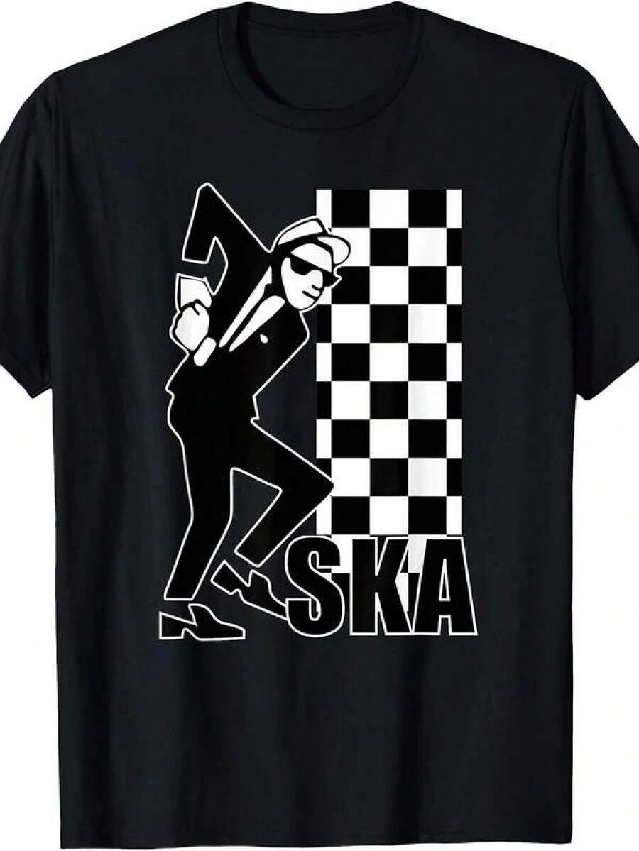 1 pieza Camiseta de manga corta de cuello redondo holgada unisex de 180g, 100% algodón puro transpirable y suave, estilo Y2K Bababask con estampado gráfico moderno, ideal para mujer y hombre, perfecta para uso diario, festivales, conciertos y todas las estaciones - Negro - Ver 1