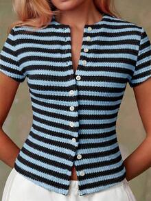 Cárdigan rojo casual para mujer - Azul - Ver 1