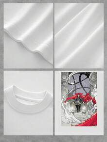 Figura mística rodeada de energía cósmica simbolizando poder interior y sabiduría universal inspirada en el equilibrio entre mente y espíritu camiseta de mujer  casual cómoda para uso diario - Blanco - Ver 4