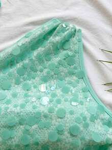 Blusa asimétrica del cuello para mujer para vacaciones de verano - Verde 2 - Ver 8