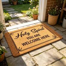 1pc Brown Textured Spiritual Welcome Doormat - Flannel Material, Unique Style, Suitable For Kitchen, Dining Room, Hallway, Bathroom, Bedroom, Home Decor, Room Decor, All Seasons - 1PC - View 4