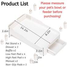 - Soporte elevado para alimentador de mascotas para gatos y perros, estante ajustable de altura elevada, adecuado para alimentador automático de mascotas y dispensador de agua, con cajón para - como en la imagen - Ver 2