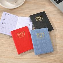 1本A7尺寸2027年英式日历笔记本，64张/128页，薄款周历，365天计划本，迷你便携口袋日记本，仿皮小记事本，4.17*3.07英寸 - 彩色 - 查看 4