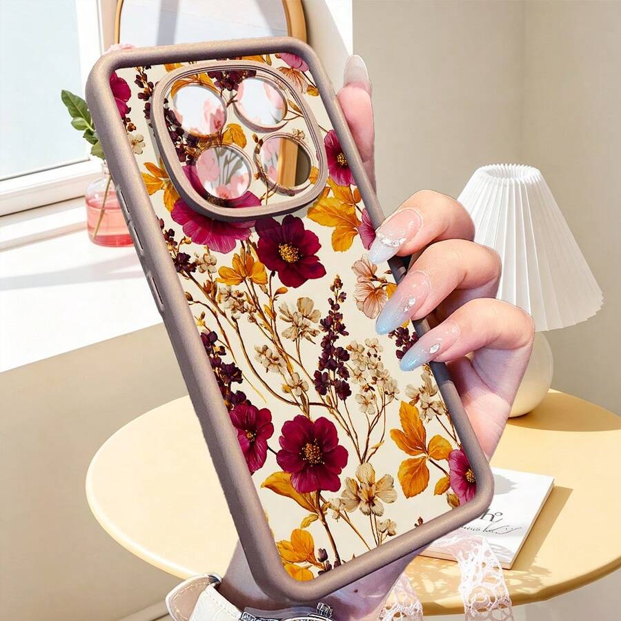 花朵图案复古花卉眼睛形状砂岩手机壳,适用于安卓手机 Galaxy S26 Ultra S25 Ultra S24 Ultra S23 Ultra A57/A37/A14/A15/A52/A53/A54/A55/ Note 13/Note 14 Pro/荣耀,防摔、防指纹、防震 - 棕色 - 查看 1