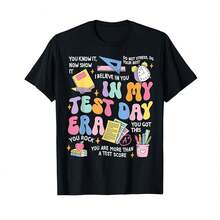 Camiseta unisex de manga corta, en My Test Day Era Retro Groovy Testing Day Teacher Student T-Shirt, playeras hombre, spiderman, ,  mujer, romwe men, boho chic, regalos para profesores, camiseta de mujer, atuendos curvy para hombre, y2k - Negro - Ver 1