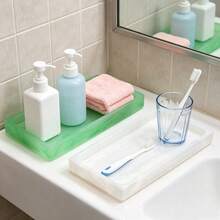 Bandeja de baño de lujo, organizador para pasta de dientes, cepillo de dientes y otros artículos de baño esenciales - bandeja pequeña de fondo plano - Ver 5