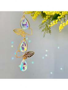 Elegant Butterfly Water Drop Suncatcher, Suitable For Balcony, Window, Yard Decoration, Holiday Gift, Festival Decor, Gift For Girls - A - View 4