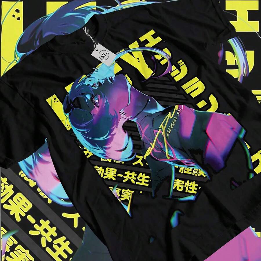 Camiseta Lucy Cyber Edgerunners Anime Manga Shirt Graphic Soft T1EE Talla única 076 220G de algodón puro de manga corta para hombre y mujer, tejido grueso, resistente a las arrugas y que no se deforma fácilmente. Estilo sencillo y versátil, ligero y transpirable, perfecto para ir al trabajo, viajar, acampar, ir de compras y para el tiempo libre diario. - Negro - Ver 1