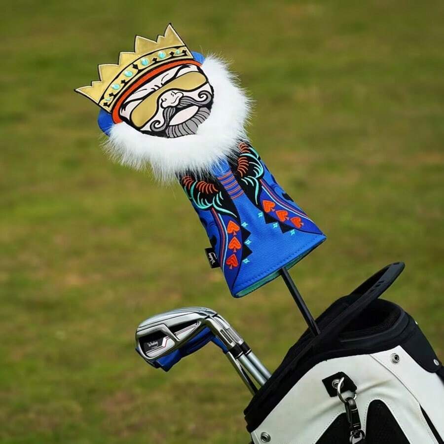 WUDAY King Shaped Golf Club Head Cover, Made Of Synthetic Material With Crown And Beard, Suitable For Golf Clubs, Blue Color - Multicolor - View 1